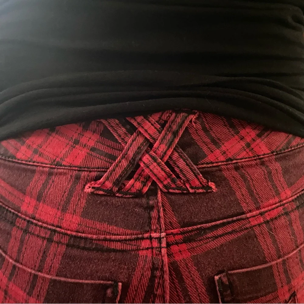 Tripp nyc red plaid jeans - Picture 2 of 5